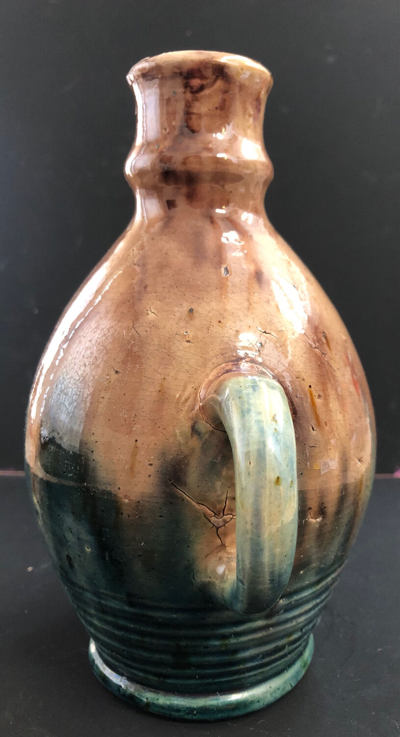 Vase with asymmetrical handles in Flemish stoneware