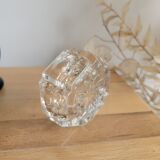 Small hexagonal molded glass candle holder