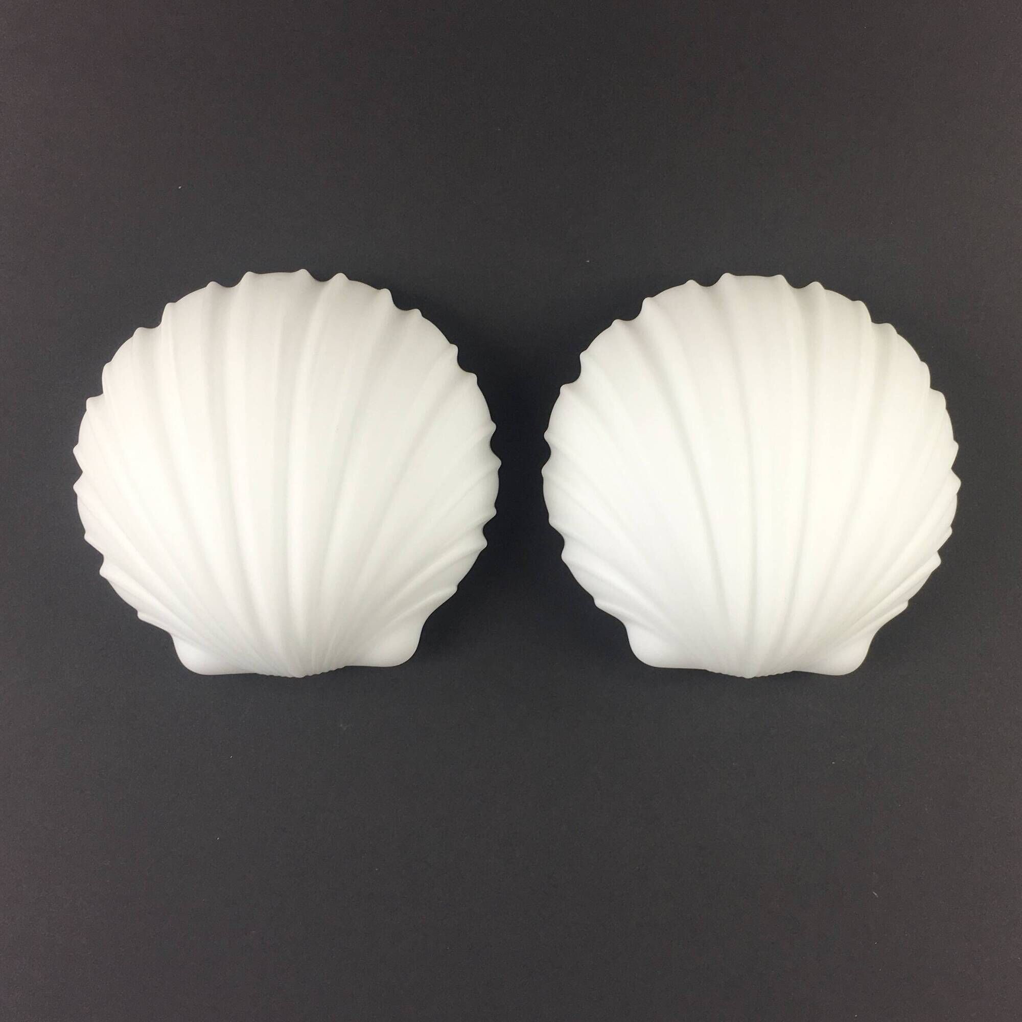 Pair of Opaline Glass Shell-Shaped Wall Lights from Limburg, Germany, 1970s