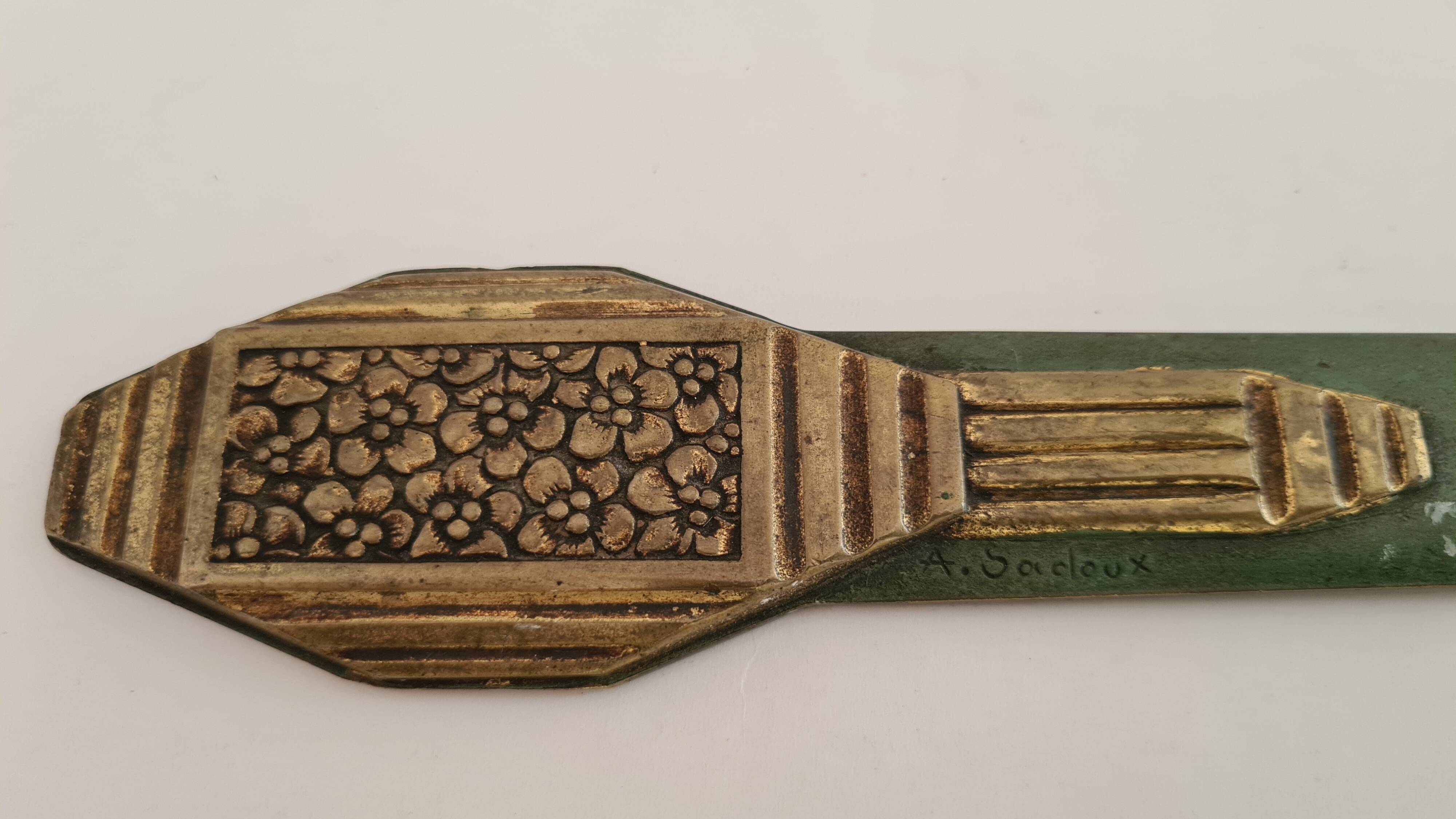 "A. Sadoux" bronze letter opener