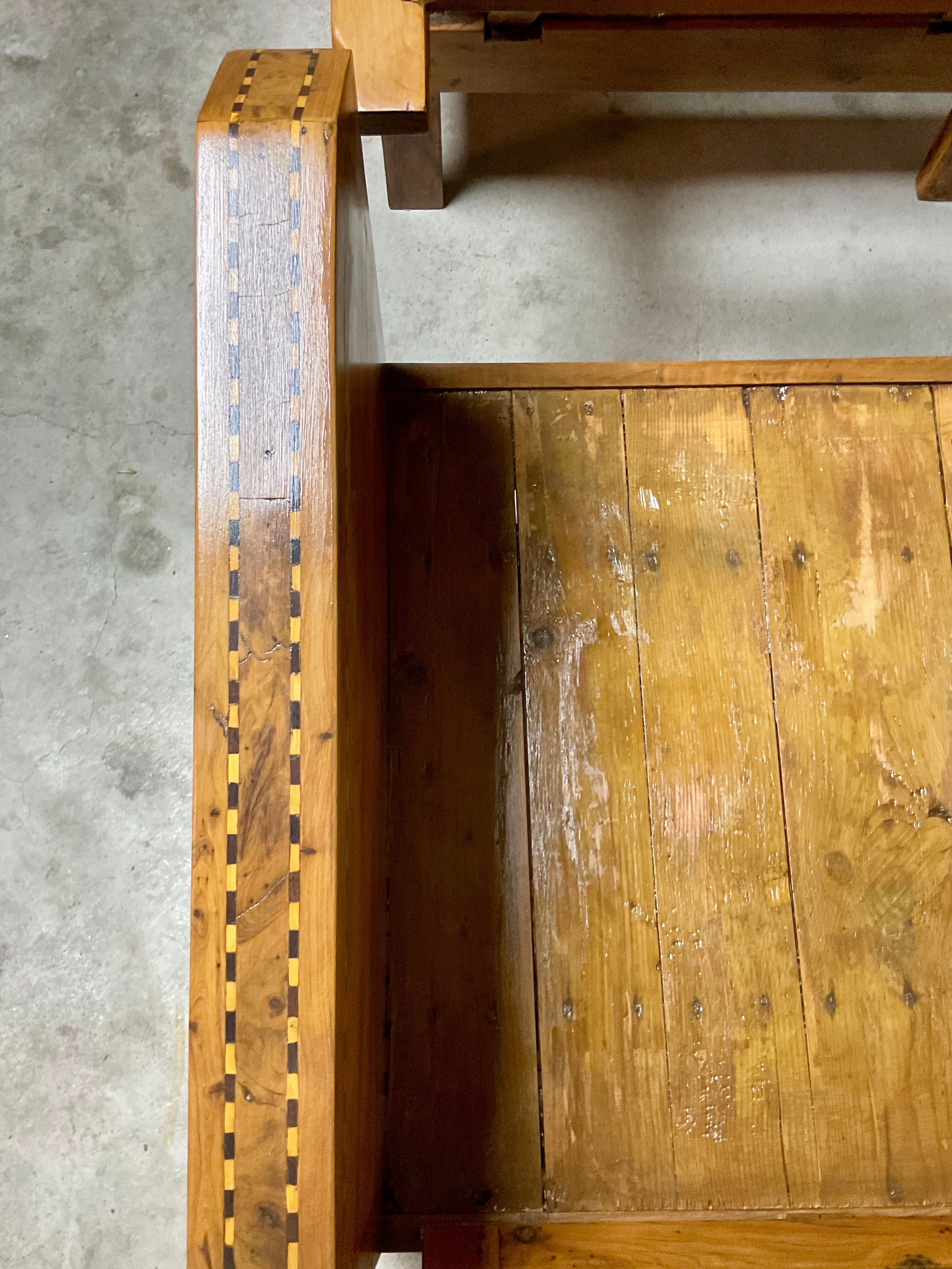 Vintage wooden veranda armchairs with inlaid marquetry 1930s