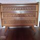 Commode en bois blond et rotin années 50