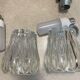 Art Deco glass and teak suspension