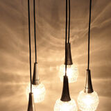 Chandelier suspension waterfall 5 globes Philips 1960-70