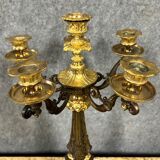 Magnificent bronze candelabra double patina Empire era circa 1810-1820