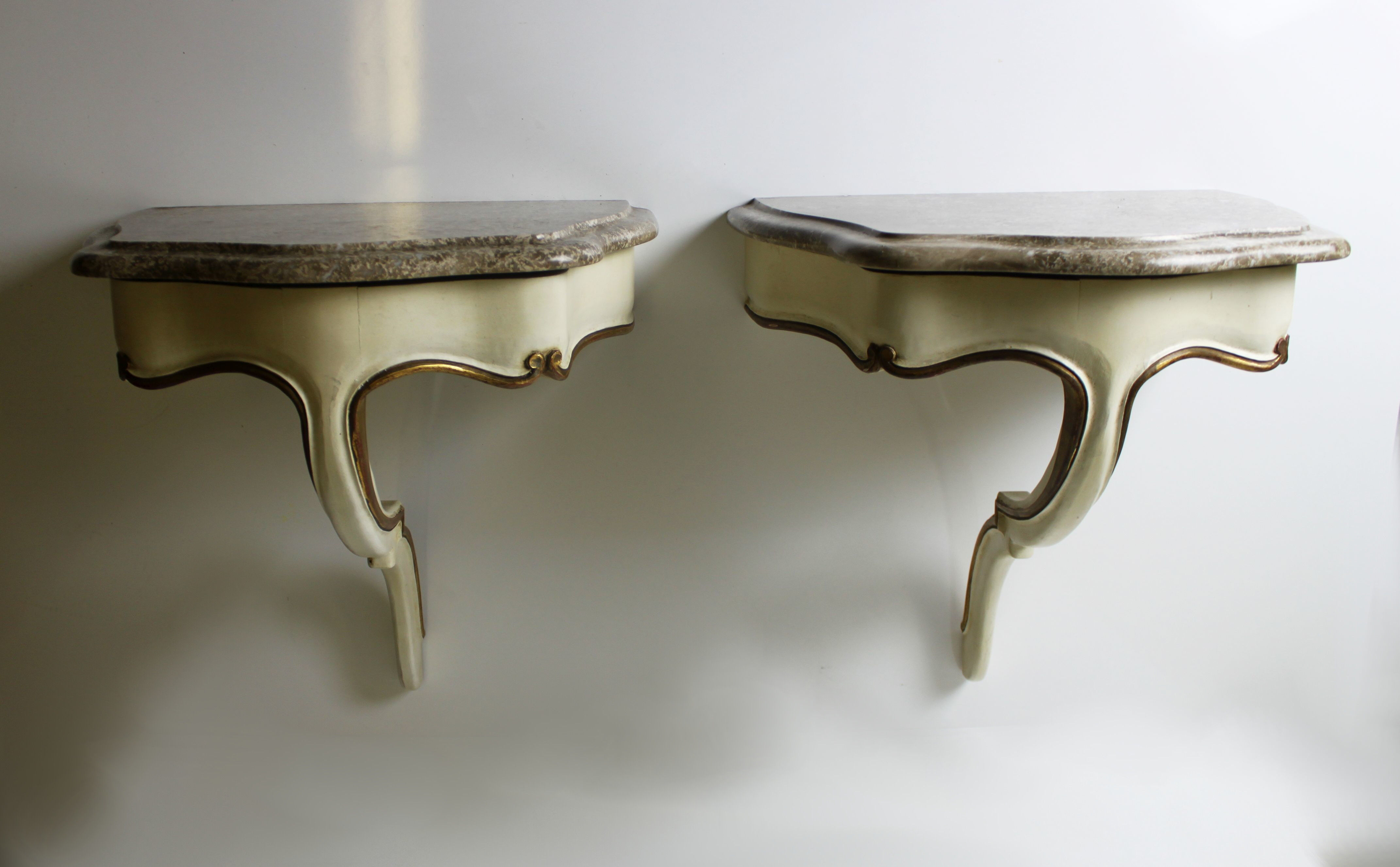 Pair of Venetian wall consoles, Italy, 20th century