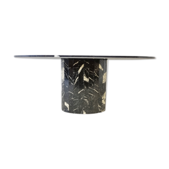 Vintage oval black marble dining table, 1970s