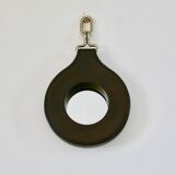 Lancel mirror, leather and wood, France 1960s