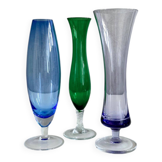 Mid-century glass vase collection, 60's vases, vintage interior