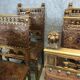 Suite of 9 Henry II chairs in walnut and leather - 1900s