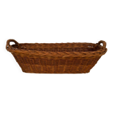 Vintage brown wicker baguette basket - long and rectangular
