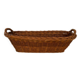 Panier à baguettes vintage marron en osier tressé - long et rectangulaire