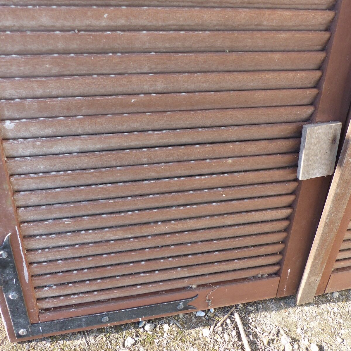 Wooden louver shutters 2 swings L 69.5 x H 138 cm