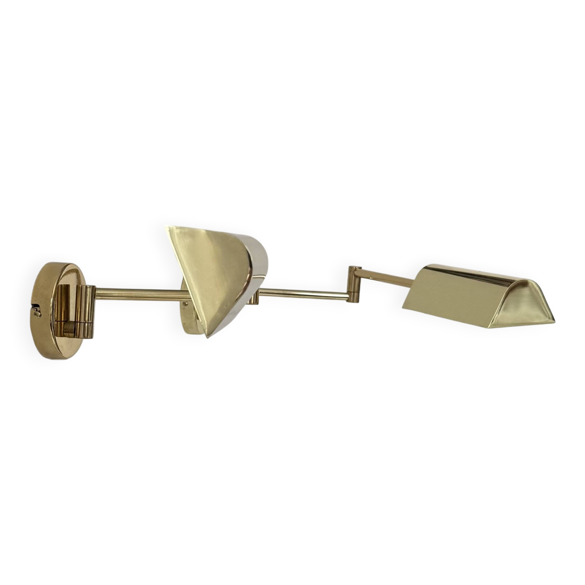 Pair of vintage adjustable wall lights, brass, France, 1970