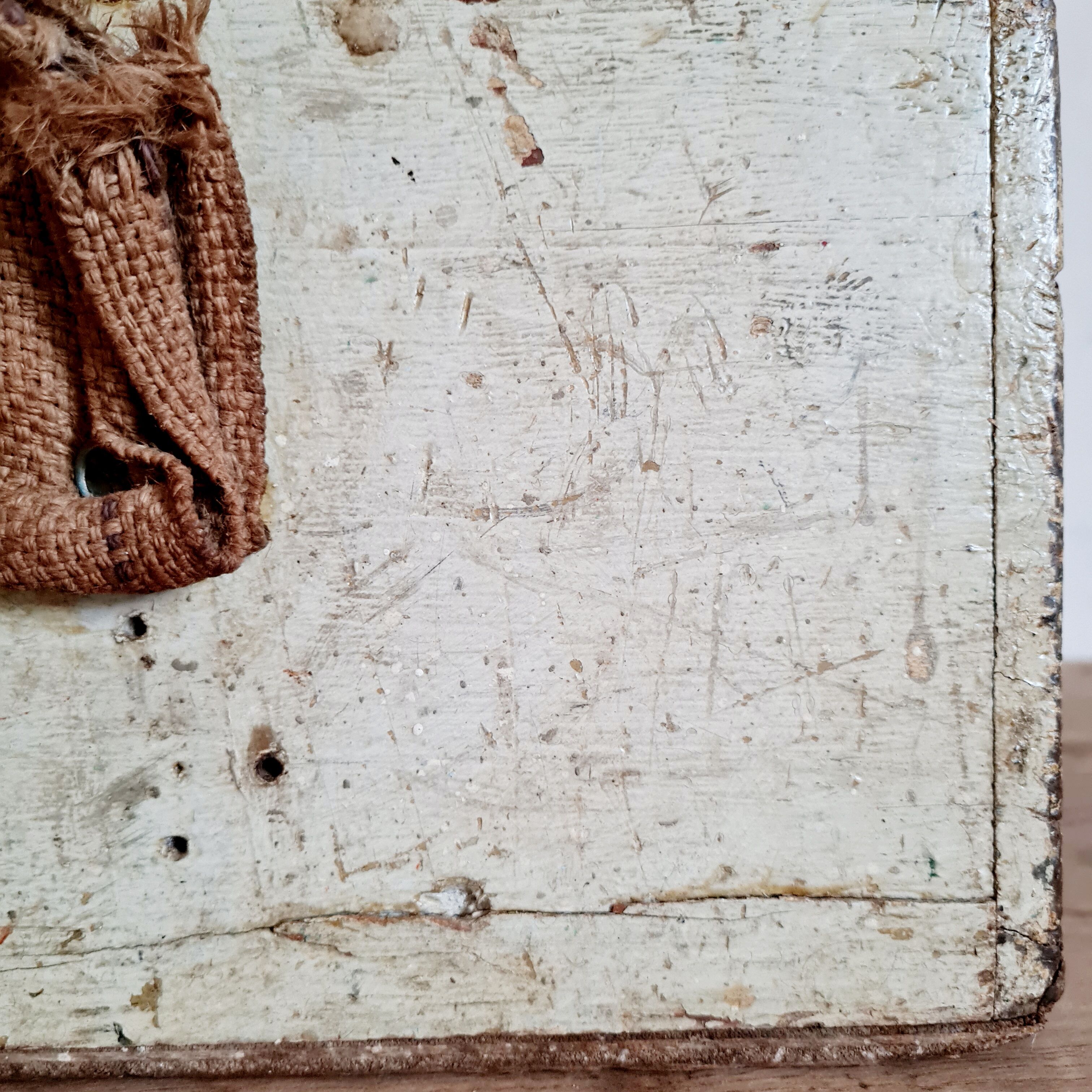 White patinated antique wooden chest