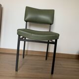 Chaise skaï vert et métal