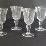 Lot de 6 verres Biot à pied, verre blanc bullé, H 15,8 cm