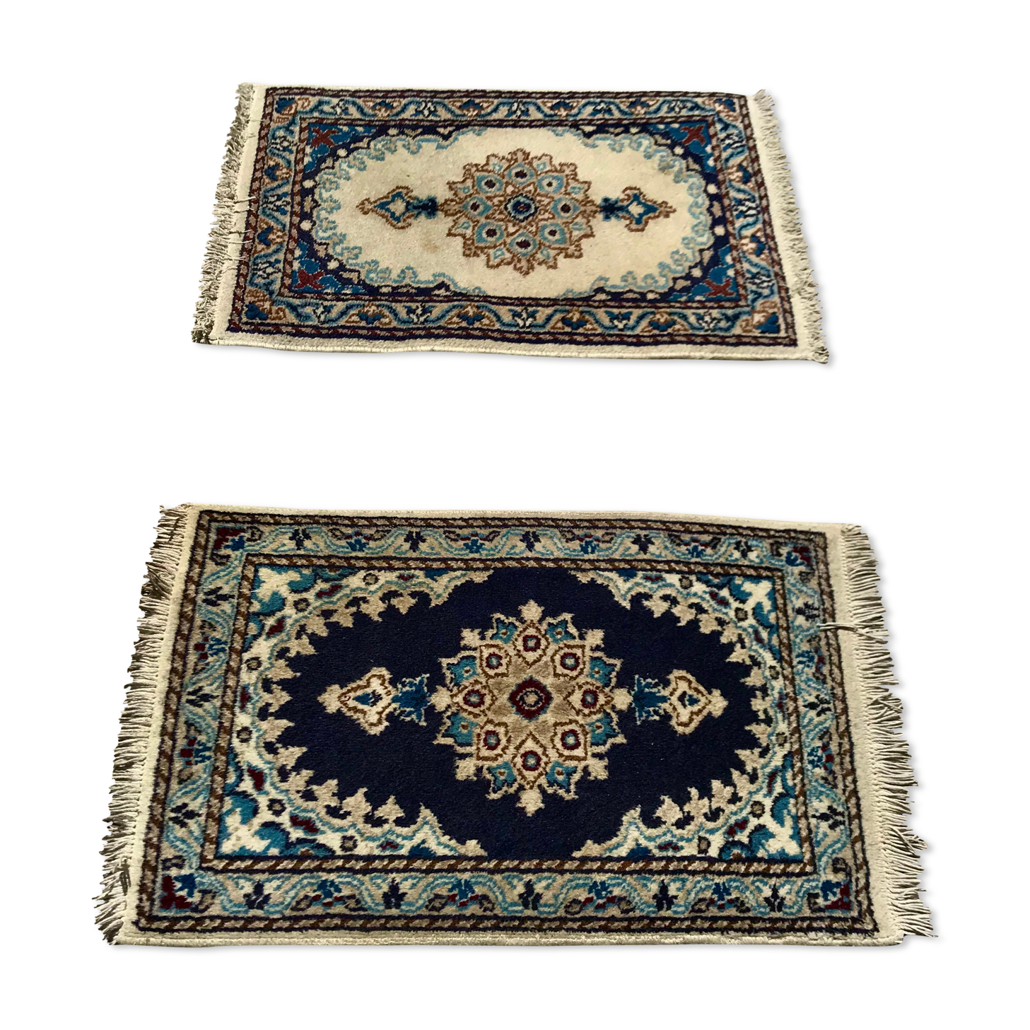 2 tapis Kashmar, Iran, anciens, en laine, noués main, 40x60 cm