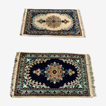 2 tapis Kashmar, Iran, anciens, en laine, noués main, 40x60 cm