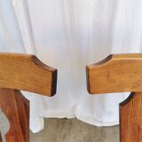 Ensemble de 2 chaises de salle à manger vintage tyroliennes en bois, style ferme autrichienne alpine