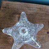 Star candle holder in glass or bubbled crystal, Biot style