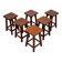 set of 6 Brutalist Solid Oak stools 1970s Holland