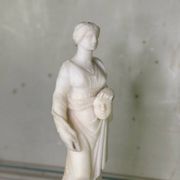 Alabaster sculpture, lady with a mask in the antique style, 19th century