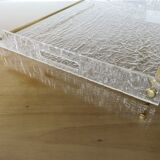 Très grand plateau "Roche Bobois" en plexiglas et laiton massif, années 70