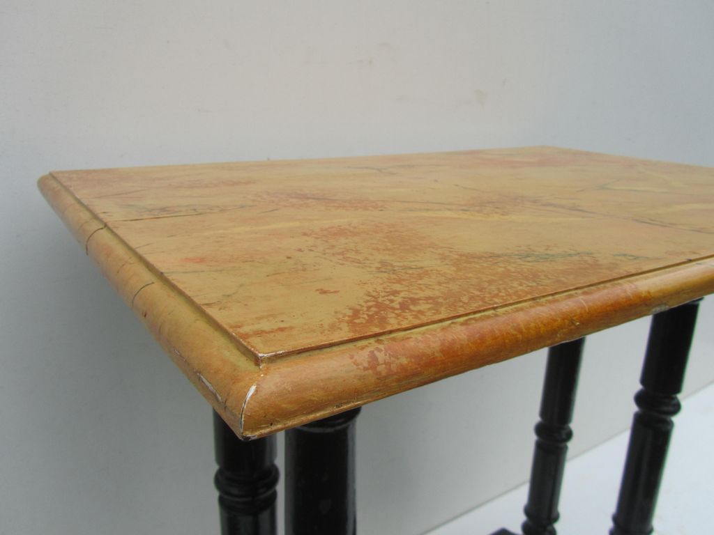 Wooden side table painted in faux marble