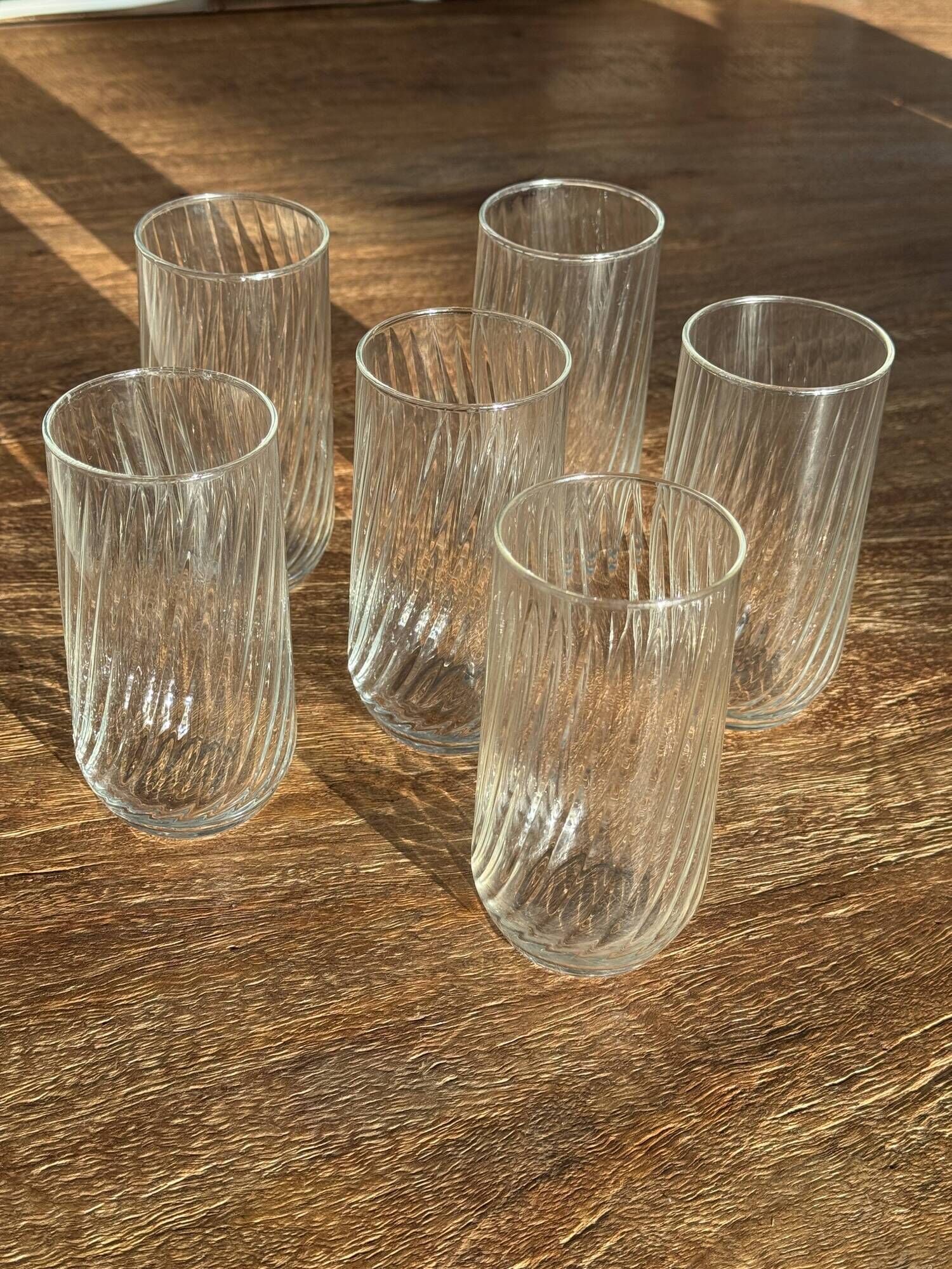 Set of 6 orangeade glasses in ribbed glass