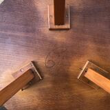 Vintage round coffee table, oak tripod legs circa 60