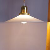 Flat opaline hanging lamp