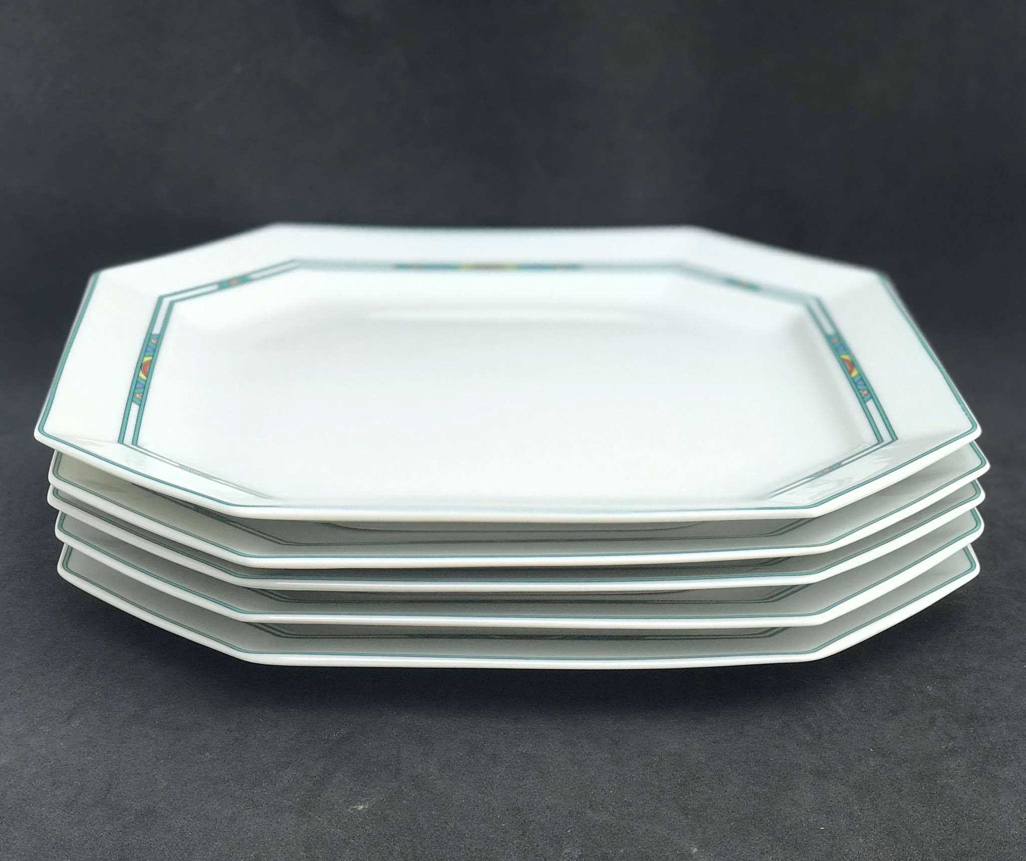 Limoges porcelain lunch plates Bernardaud Paul Poiret Set 5
