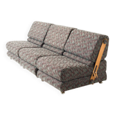 Canapé / chaises pliantes modulaires 3 places, ancienne Tchécoslovaquie en tissu et l