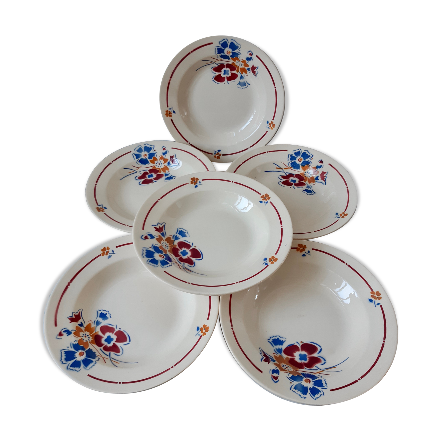 Lot of 6/12 hollow plates Saint Amand model Valentin