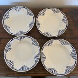 Set of 4 flat plates lustucru pattern