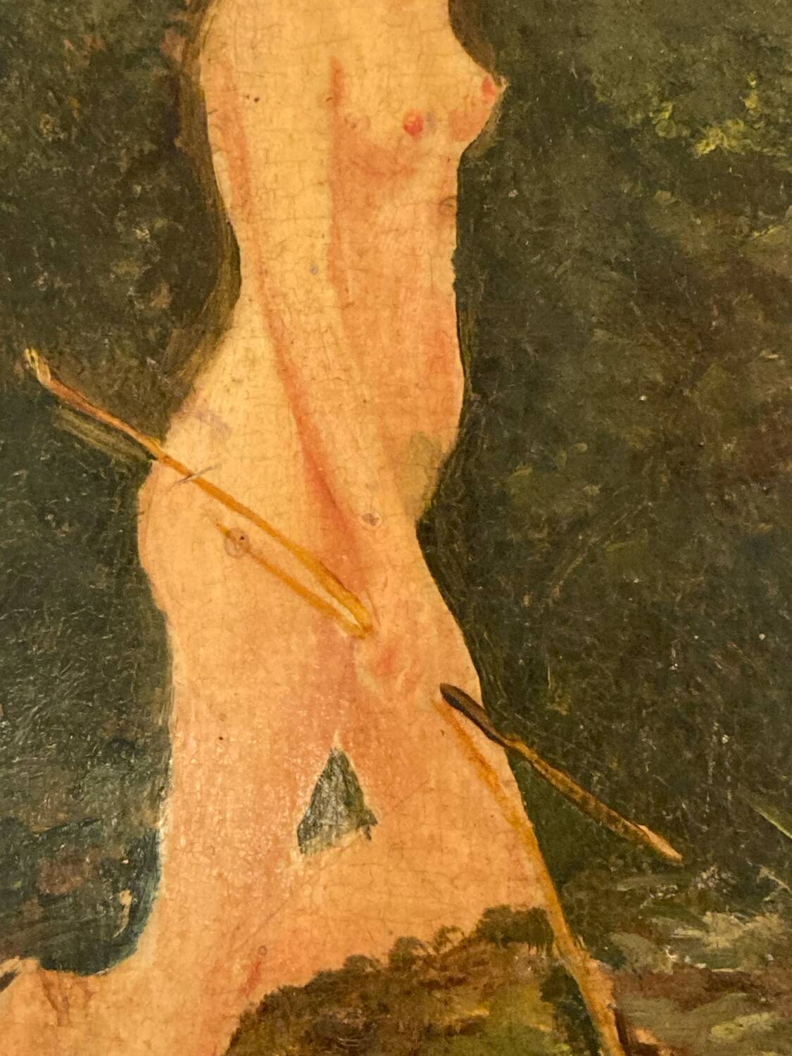 Small oil on panel, Diana 19th century