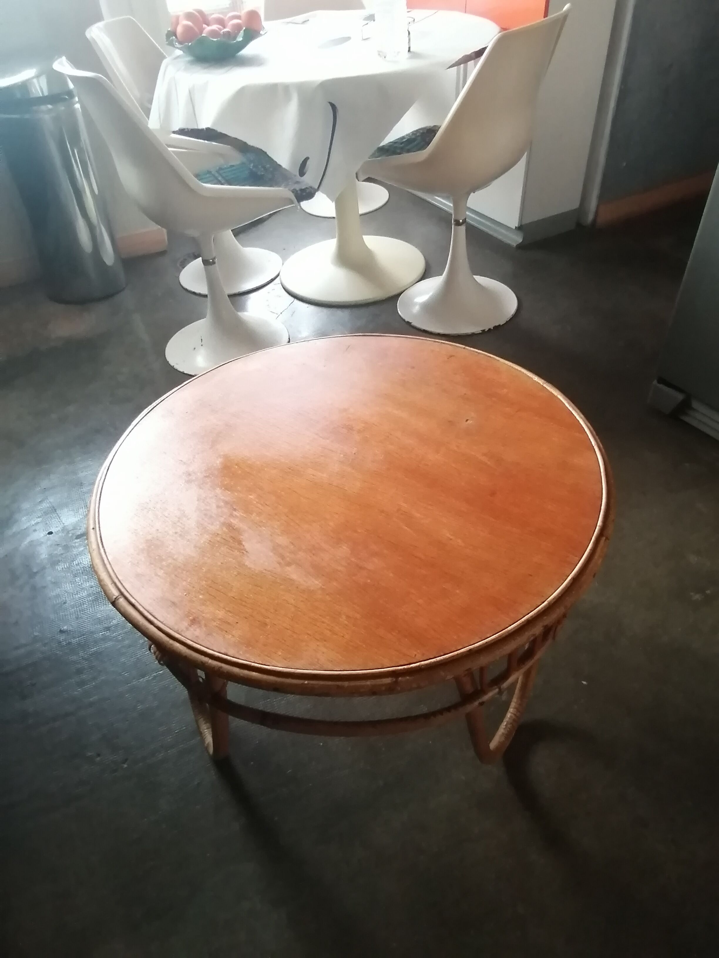 1960 wicker rattan coffee table