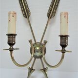 Pair of bronze crossed arrow wall lights Lucien Gau
