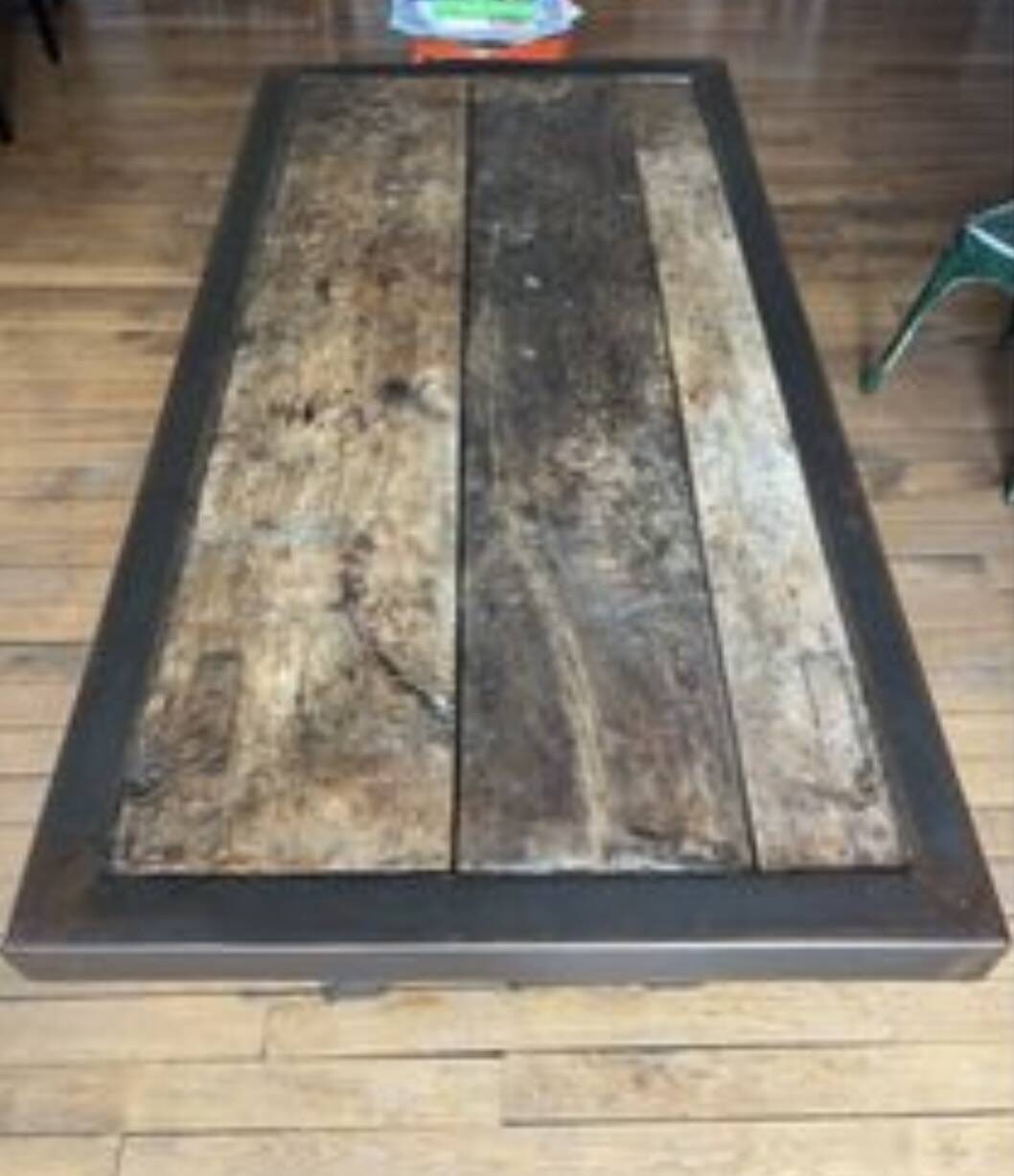Industrial style dining table wood and metal