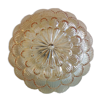 Round ceiling lamp in amber vintage 60s-70s