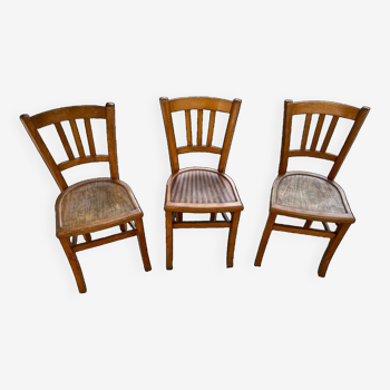 Lot de 3 chaises bistrot 1930 Luterma