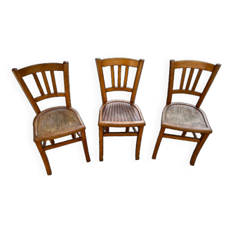 Lot de 3 chaises bistrot 1930 Luterma