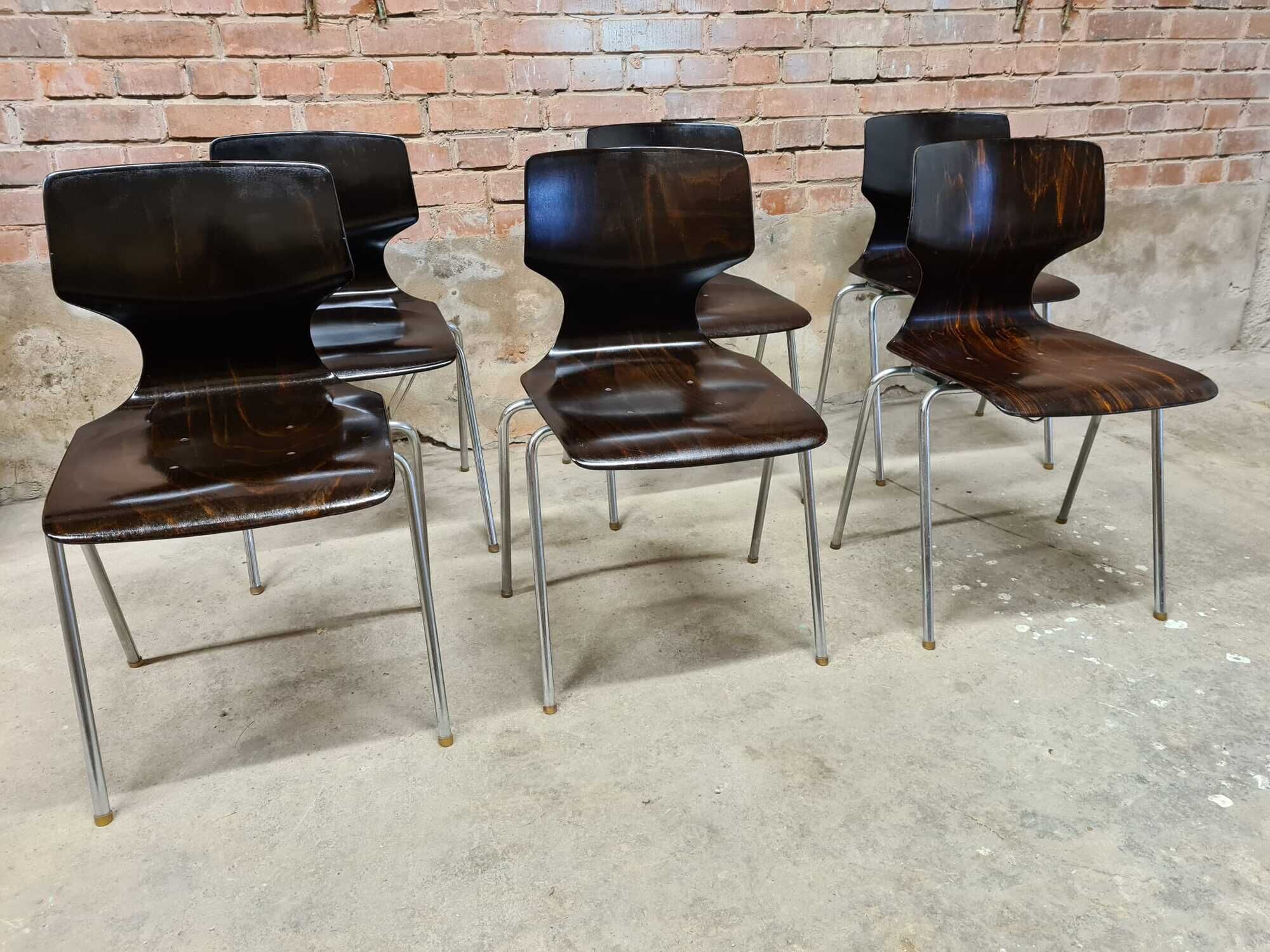 Set of 6 vintage stackable chairs pagwood Flötotto