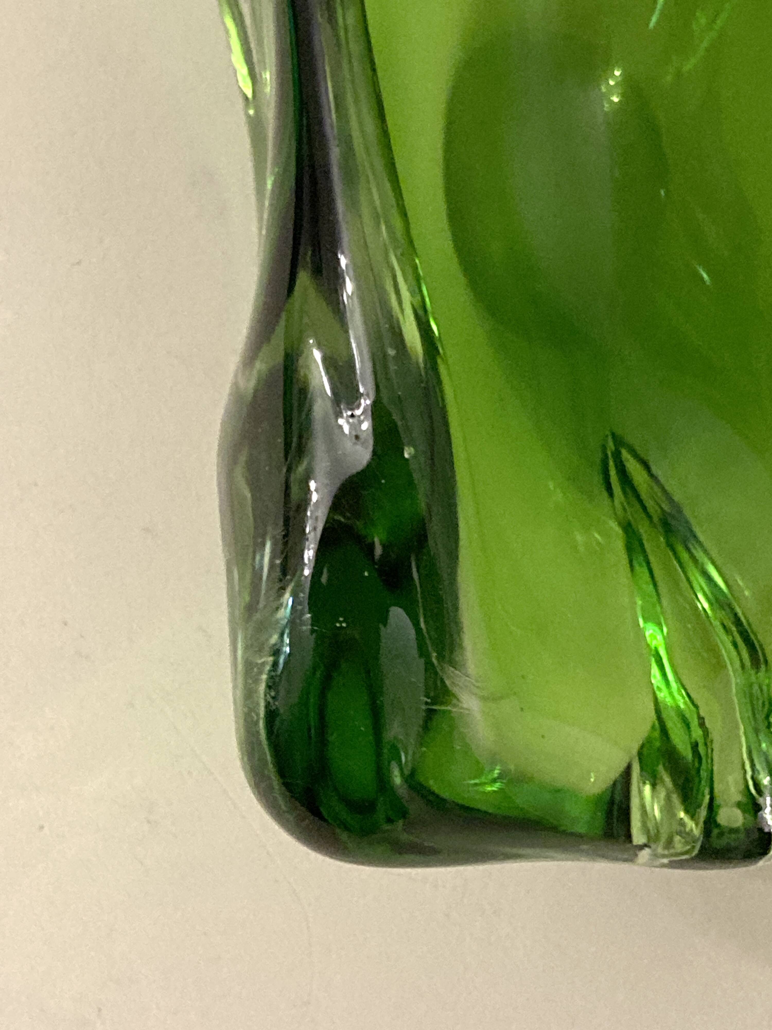 Murano iridescent green pocket tray