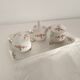 Dessert service: 3 cream jars + cake dish