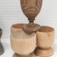 Set of twelve turned wood shells and vintage aluminum