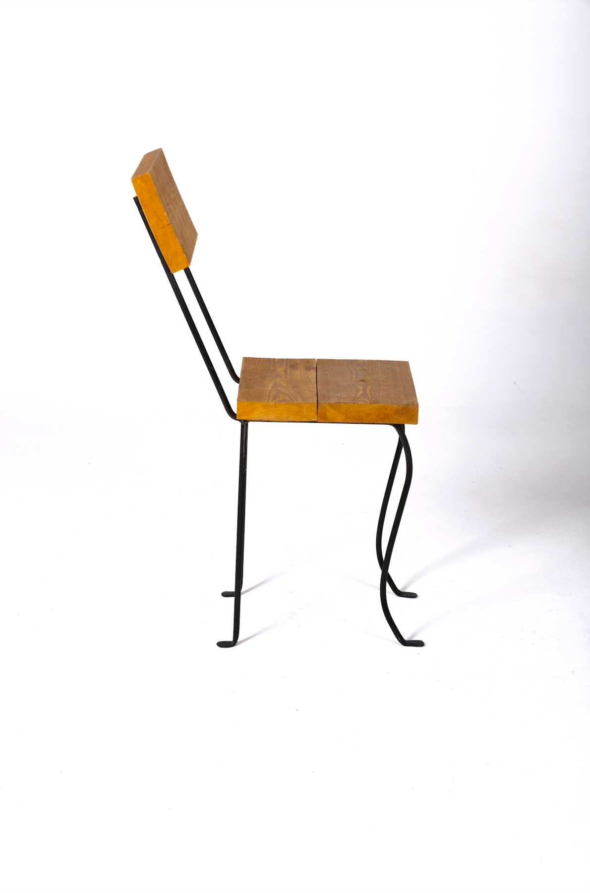 Chair in wood and black metal, 1990s