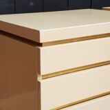 Pair of 1970 bedsides in off-white lacquered wood J-C Mahé