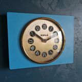 Vintage formica clock silent rectangular wall clock "Blue Kiple"